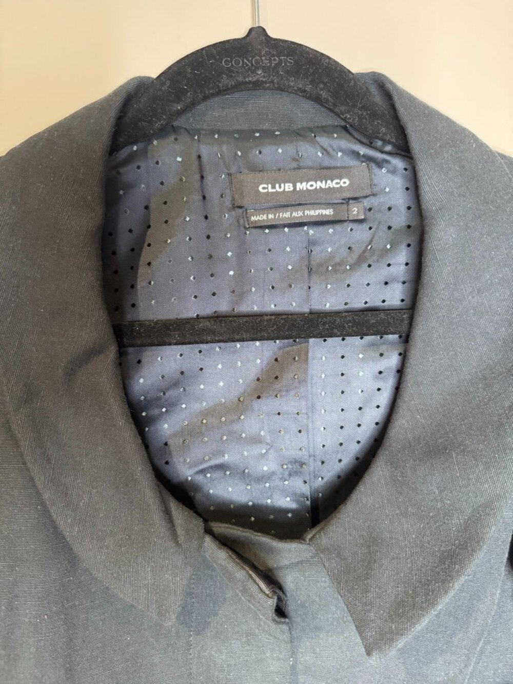 NEW Club Monaco | Cropped Linen Blend Blazer Jacket | Black | Size 2 - Picture 7 of 7
